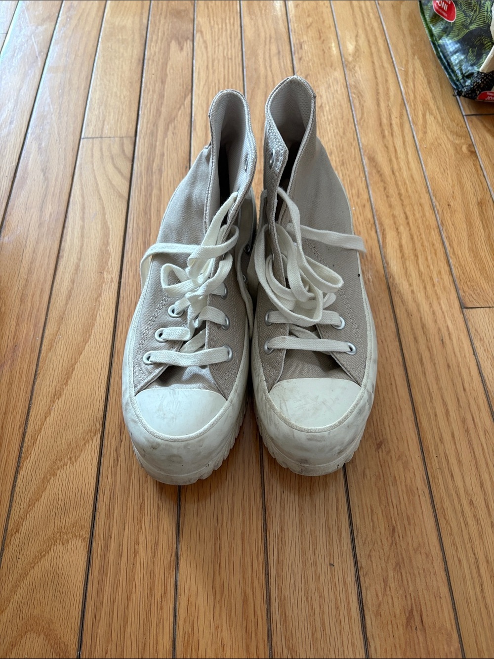 Converse Chuck Taylor High-Top Sneakers in Light Taupe and White